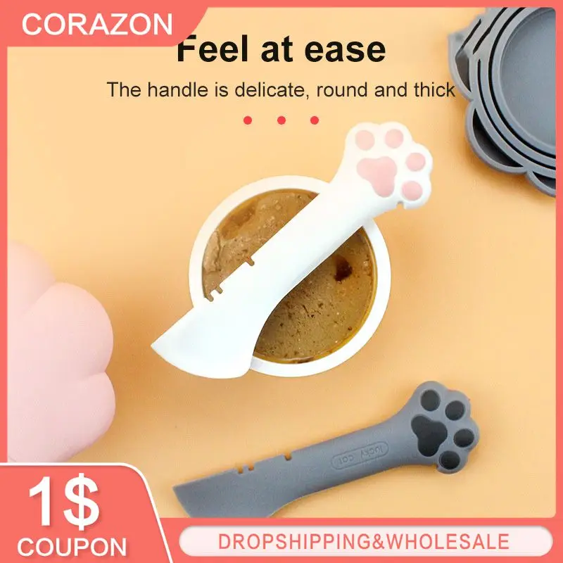 Multifunction Pet Canned Spoon Plastic Jar Opener Kitten Puppy Feeding Food Scoop Cat Dog Feeder Shovel Pets Tableware