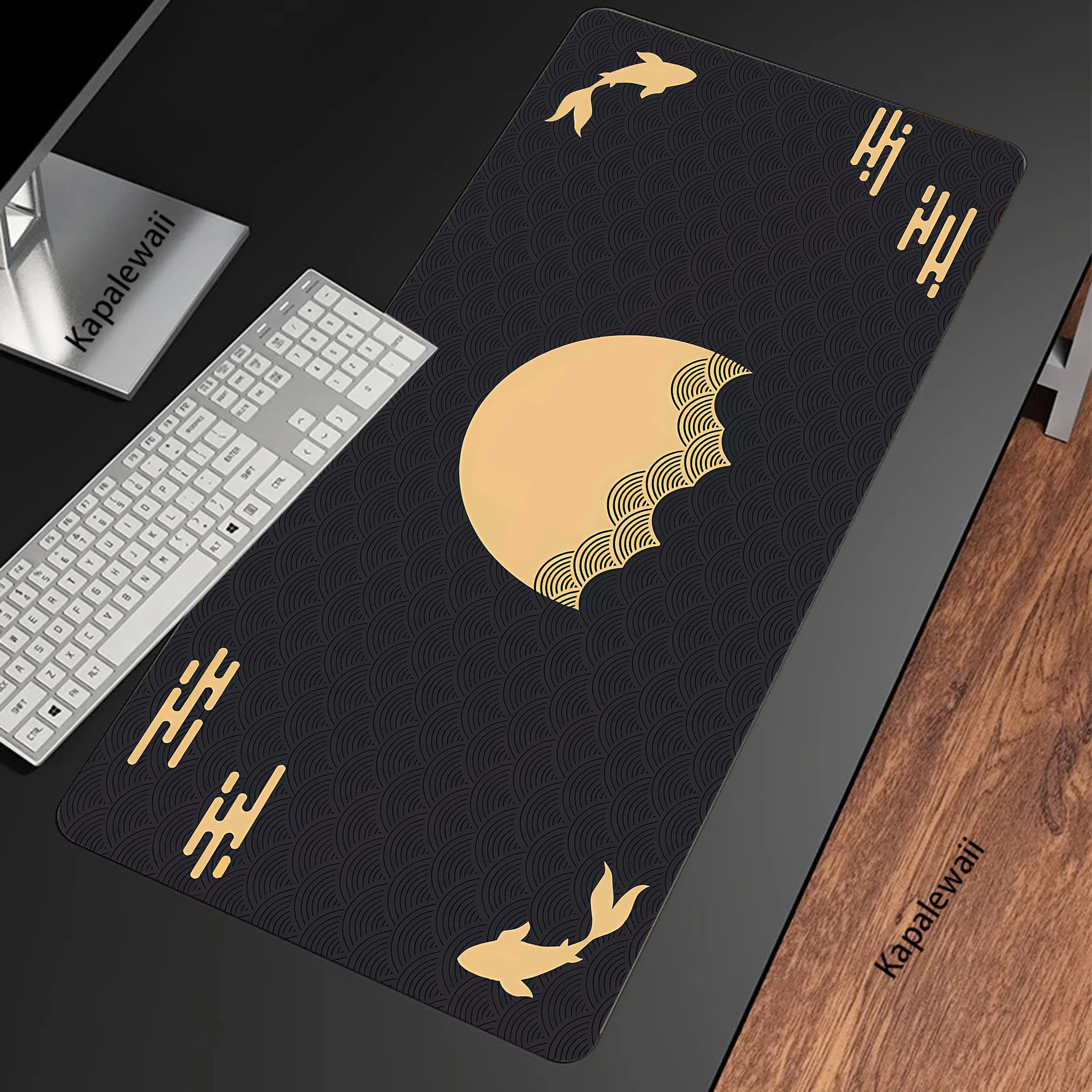 

Japanese Koi Gaming Mousepad Pc 90x40cm XXL Locking Edge Mouse Pad Mousemat Non-slip Rubber Pads Big Desk Mat Keyboard Pads