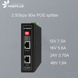 90W Industriële POE-splitter DIN Wandmontage Installatie 12V/16V/24V/48V Uitgang