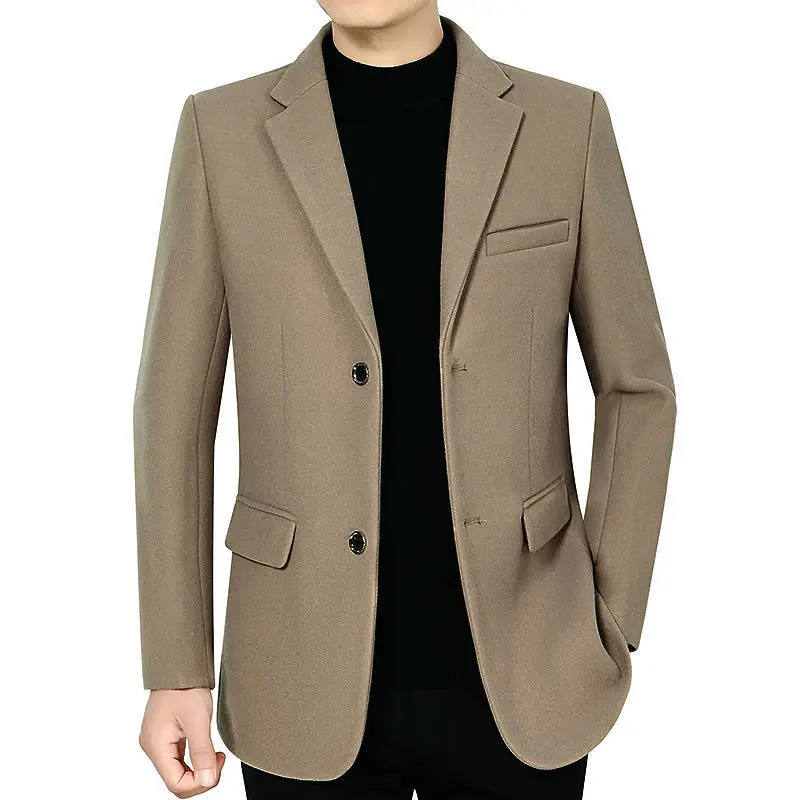 

3-A221 and Winter Suit Woolen U-coat Men's Short Slim-fit Middle-aged Wool Woolen Men's Casual Dad Solid Color Casual