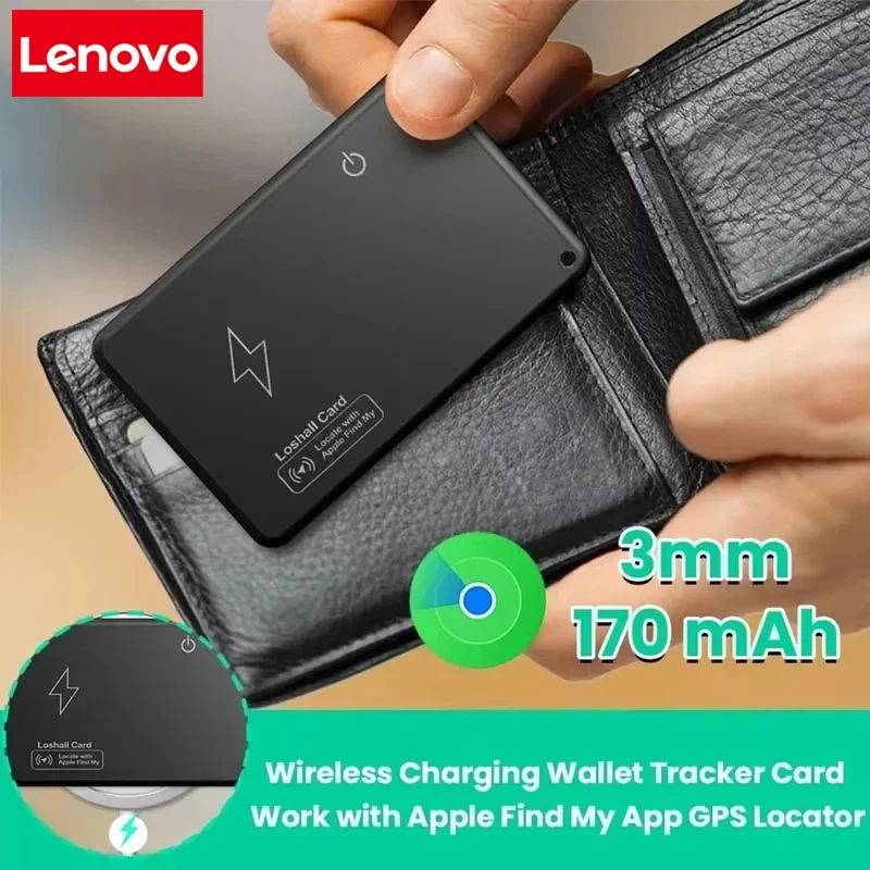 

Lenovo Smart Wallet tracking Card Wireless Charging GPS For iphone Trajectory Positioning Device Find My AirTag Locator