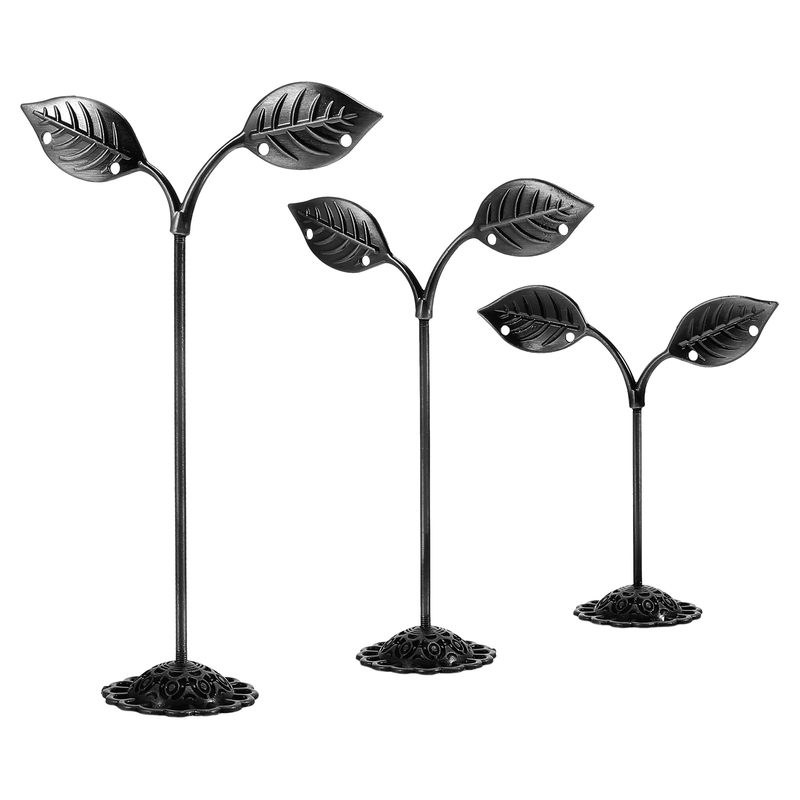 

3pcs Leaf Shaped Earrings Stand European Style Jewelry Display Rack Decorative Ornaments Holder Desktop Iron Bracket For