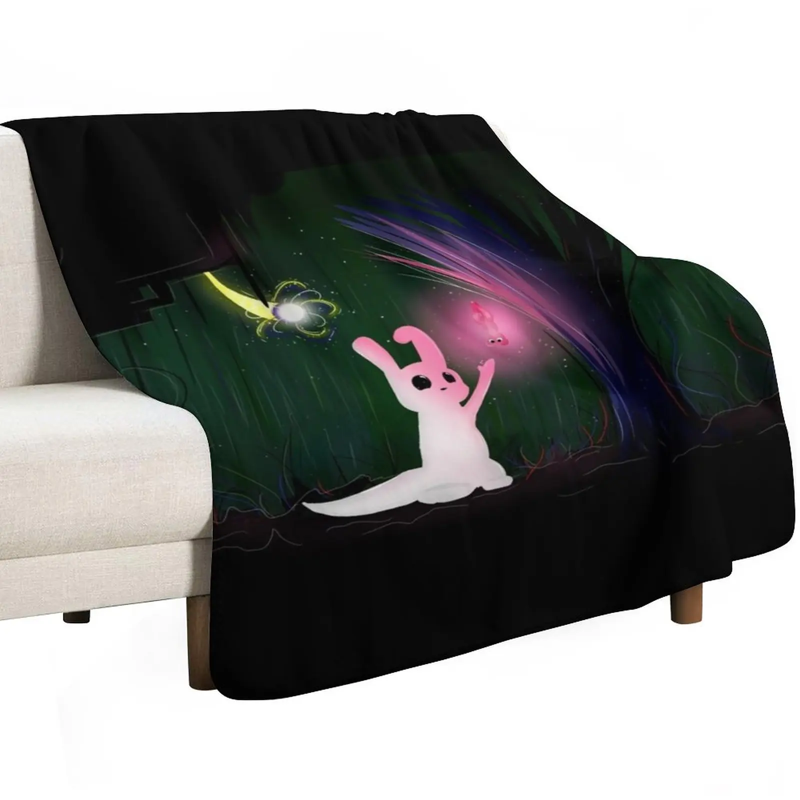 Glowing Slugcat // Rain World Throw Blanket Luxury St Cute Designers Fashion Sofas for sofa anime Blankets