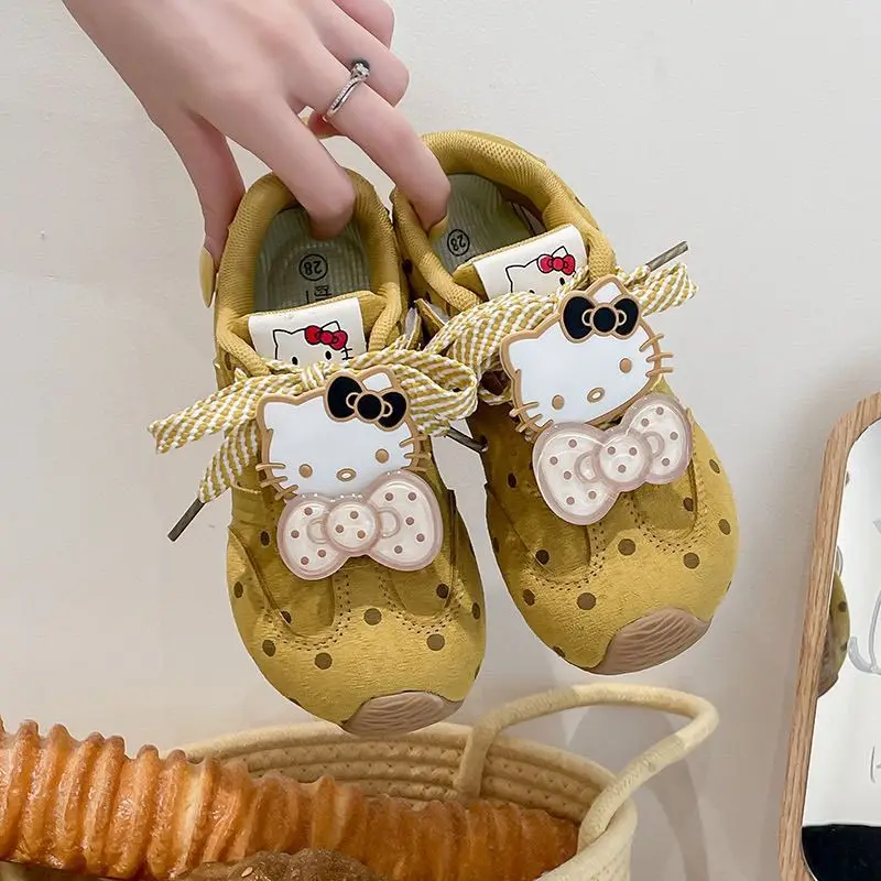 

Sanrio Hello Kitty, милая повседневная спортивная обувь для девочек, осенние трендовые детские модные универсальные удобные нескользящие кроссовки