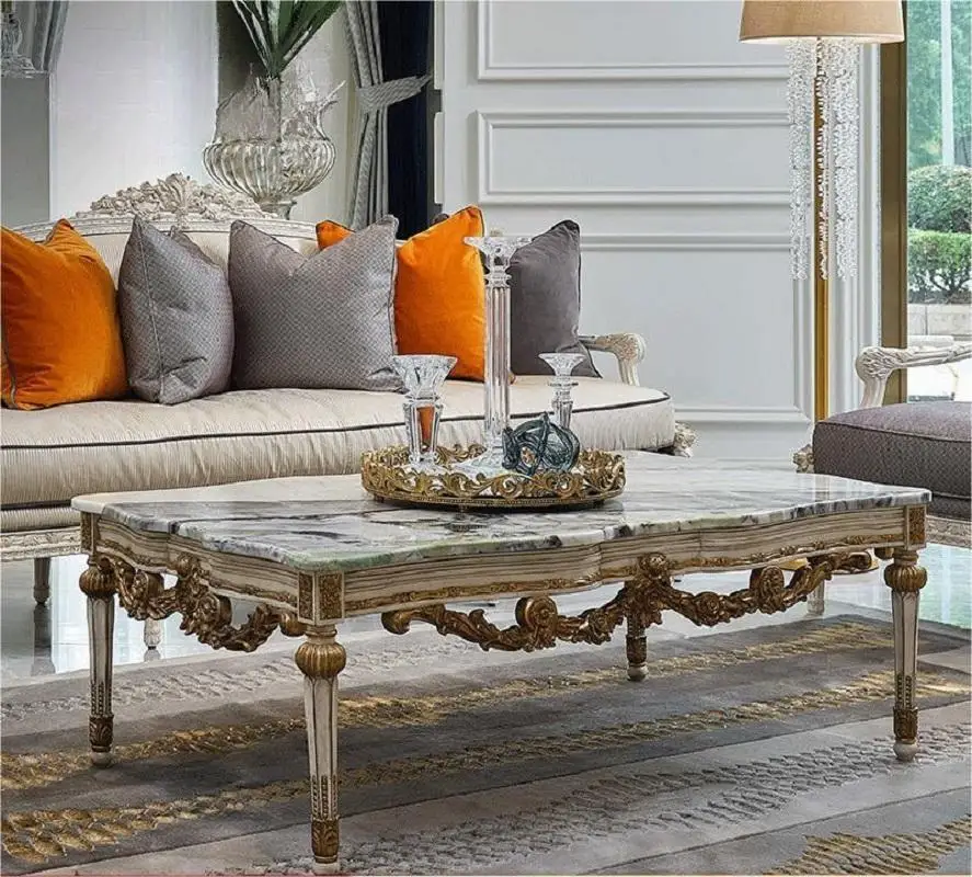 Palace French imported luxury stone coffee table high-end luxury European furniture