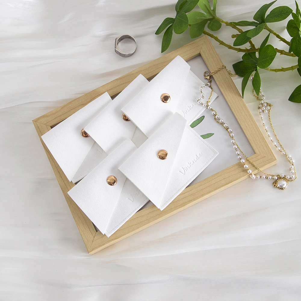 50 шт. персонализированная бархатная сумка для ювелирных изделий из микрофибры, коническая кнопка, портативные сумки, серьги, кольца для хранения, браслет, ожерелье, упаковка