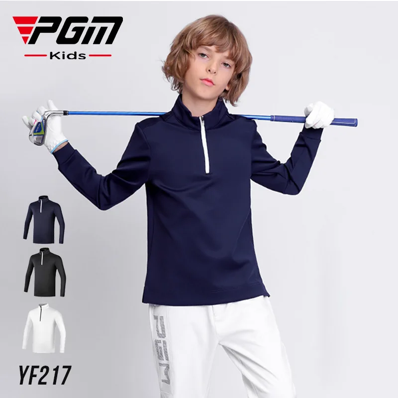 Roupas de golfe pgm crianças manga longa t-shirts meninos outono e inverno roupas quentes tecidos esportivos