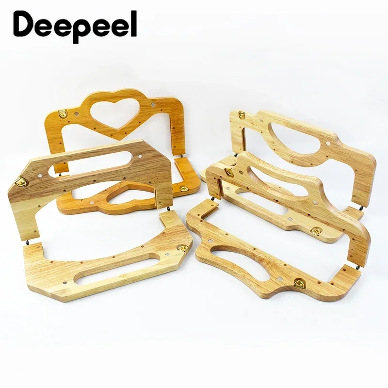 1Pc Deepeel Wooden Purse Frame Handles DIY Handmade Screw Kiss Clasp Wood Bags Handle Women Handbag Sewing Brackets Accessory