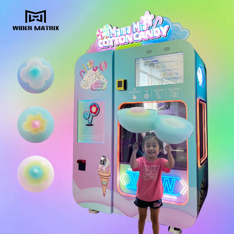 Best Selling Professional Fully Automatic Cotton Candy Machine Factory Vending Machine with Coin and Credit Card Payment System