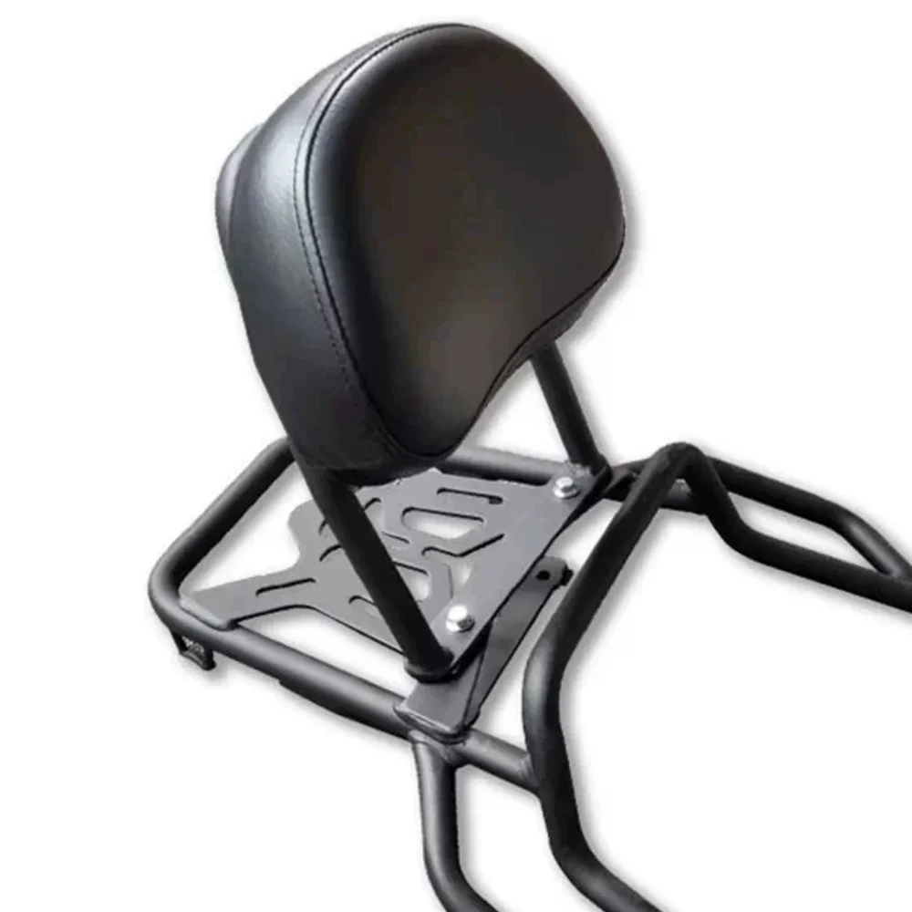 Rear luggage rack and top box mount for ZONTES 150V; features a foldable backrest/lumbar support; made of carbon steel.