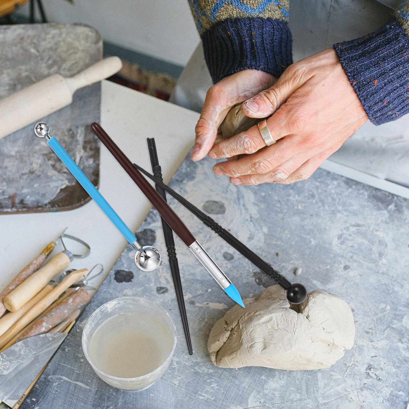 

1Set Pottery Modeling Tools Premium Clay Sculpting Kit Ergonomic Handle for DIY Carving Shaping Smoothing Polymer Clay Tools