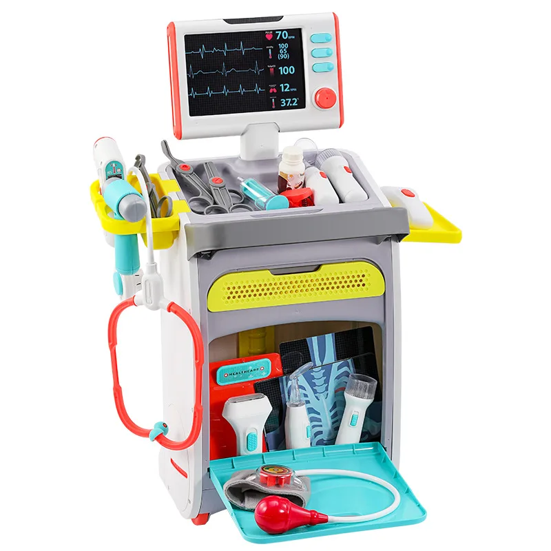 Simulazione per bambini strumenti medici Kit da scrivania Play House Doctor Pretend Toy elettrocardiogramma siringa elettrica giocattoli regali per bambini