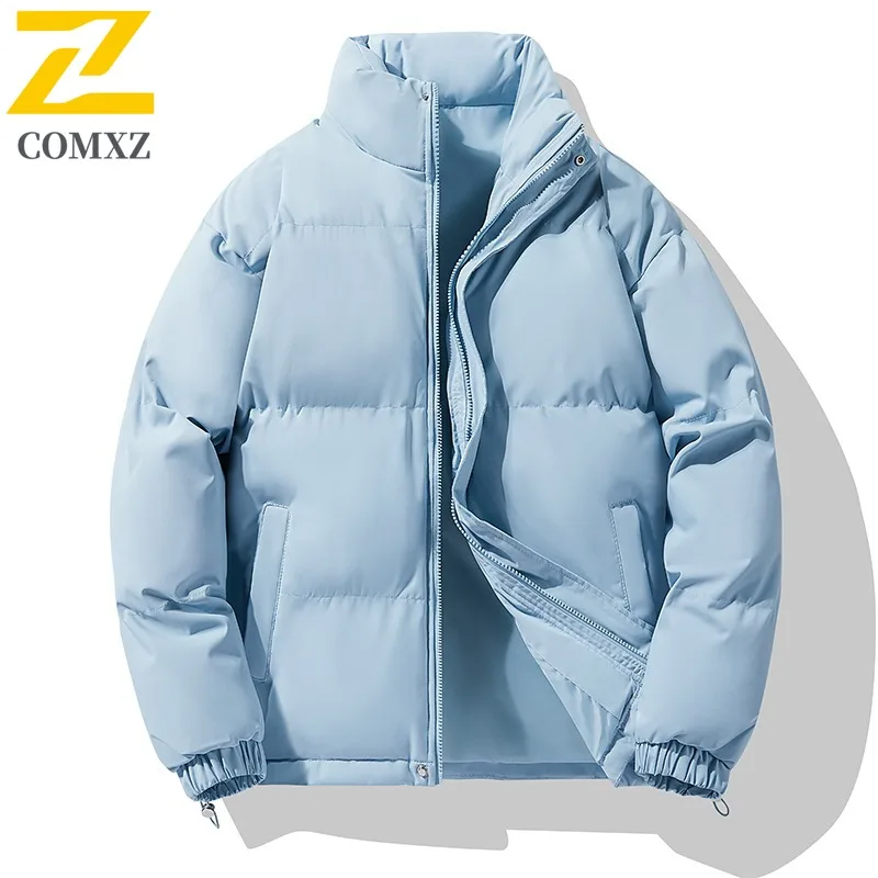 COMXZ 2025 رجل القطن وسادة مبطنة الشتاء سميكة الدافئة الوقوف طوق معطف فضفاض حجم كبير للجنسين ملابس خارجية عبر الحدود رائجة البيع