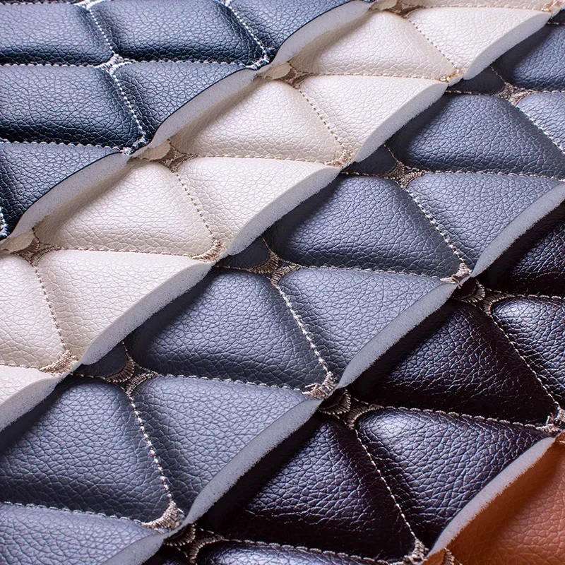 1m Imitation Leather Fabric Sponge Quilted Embroidered Car Interior Material Car Foot Pad Wall Sliding Door Decor PVC Fabrics