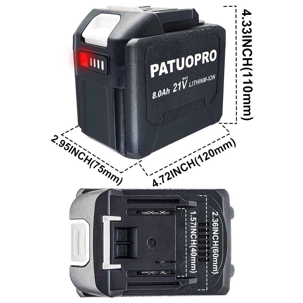 PATUOPRO 18-21V 2.0 4.0 6.0 8.0Ah Rechargeable Lithium Battery For Makita 18V Electric Wrench Saw Drill Grinder Power Tools