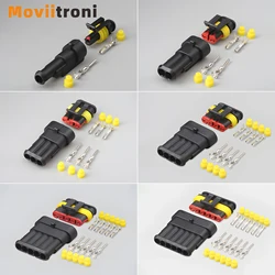 1/4/8Set 1/2/3/4/5/6 Pin Way AMP 1.5 Super Seal IP68 Waterproof Electrical AMP Automotive Wire Connector Plug for Car Motorcycle