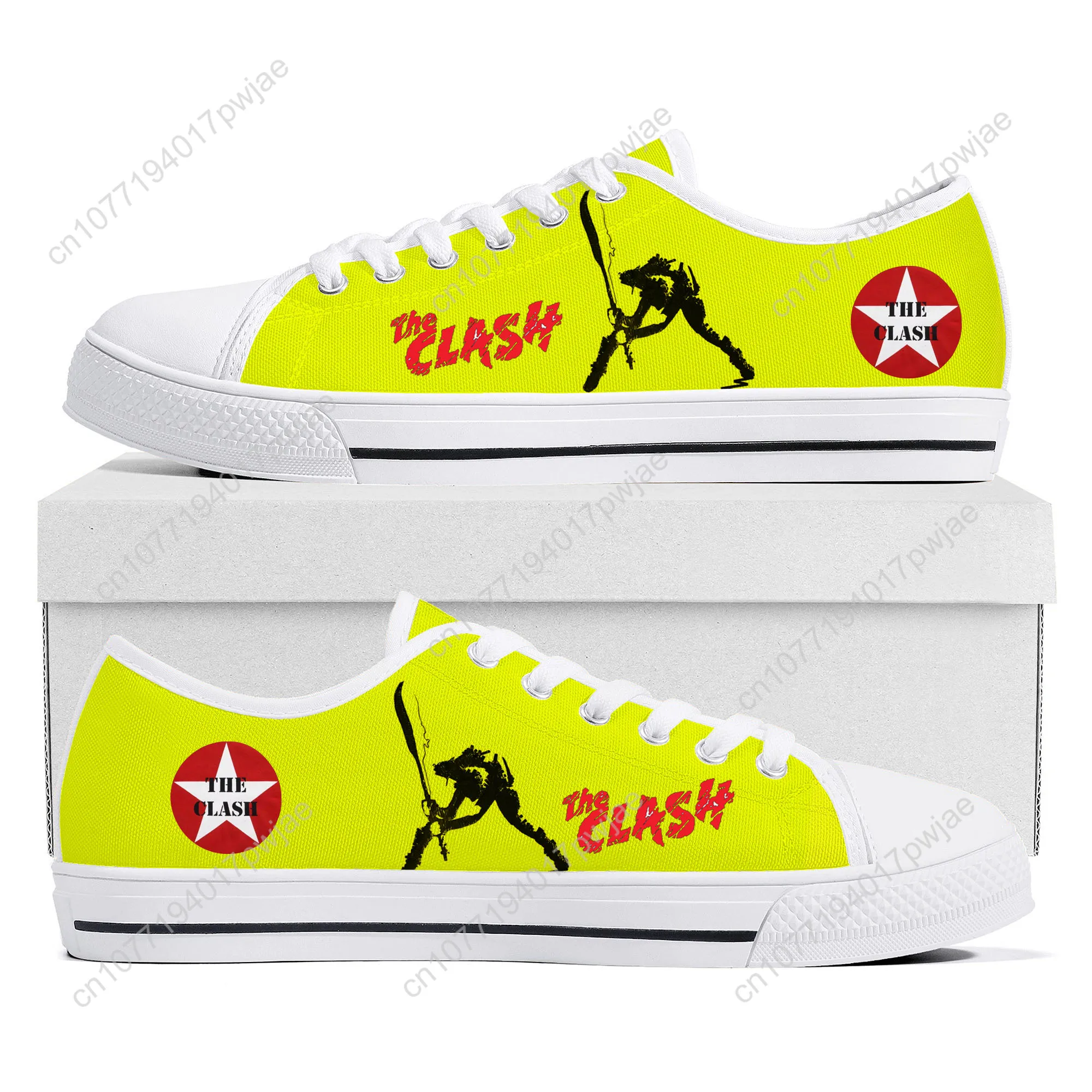 حذاء رياضي مسطح خفيف الوزن من The Clash Rock Band منخفض الارتفاع للرجال والنساء المراهقات من القماش حذاء رياضي كاجوال للزوجين للمشي لمسافات طويلة خفيف الوزن