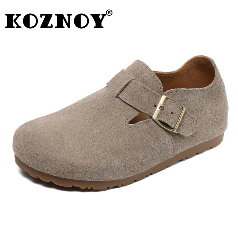 

Koznoy/женские сандалии из коровьей замши 3 см, женские туфли на плоской подошве, на танкетке, резиновая обувь Мэри Джейн, роскошные тапочки