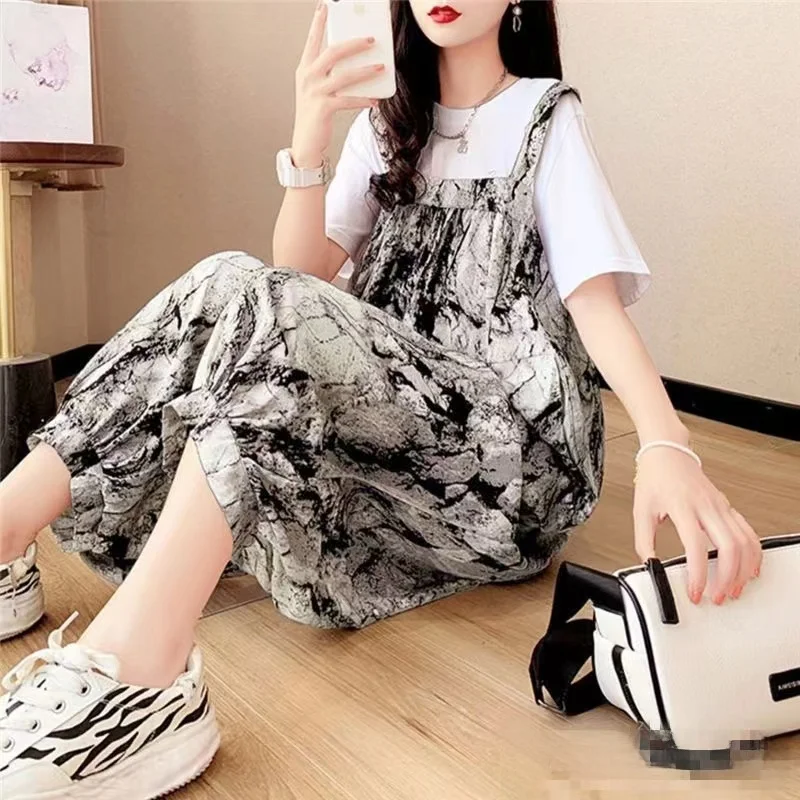 

Модный летний женский комплект-комбинезон: омолаживающие брюки с широкими штанинами, высокой талией, из полиэфирного волокна, для повседневной носки и работы, из девяти предметов