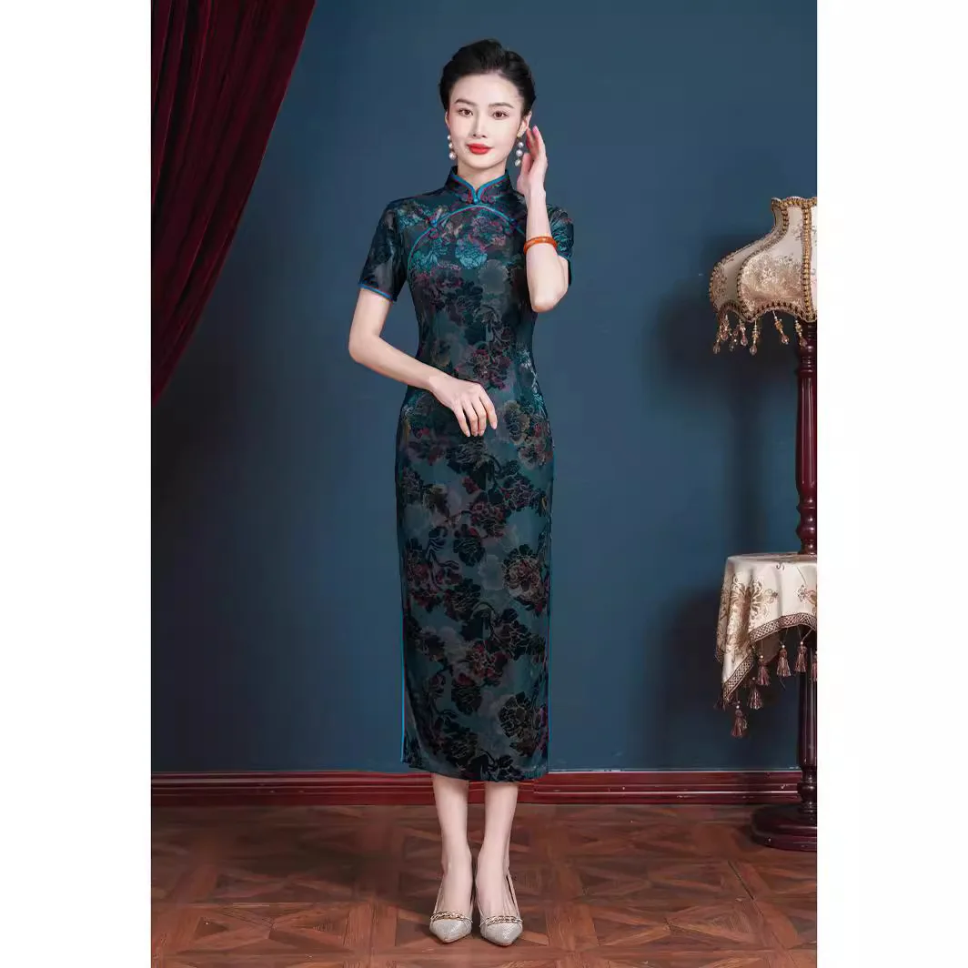 

Yourqipao Chinese Cheongsam Wedding Guest Prom Dress Long Qipao Mother Evening Dress 2024