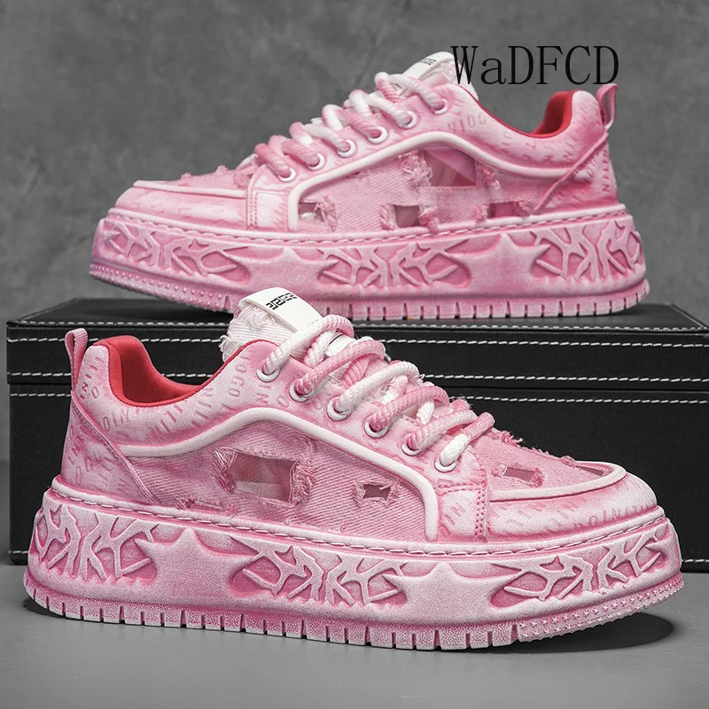 

Кроссовки Повседневные мужские дизайнерские легко подходящие туфли для досок Модная кожаная ткань Дышащая спортивная обувь на платформе увеличенной высоты