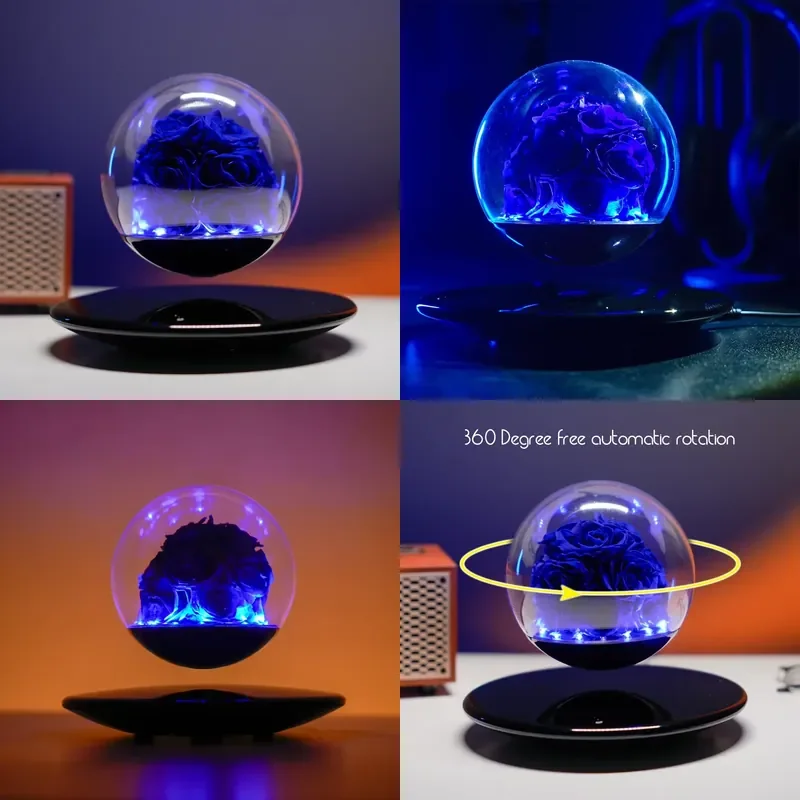 Custom Decor Magnetic Levitation Floating Immortal Infinity Stabilized Eternal Rose Magnetic Levitation Floating