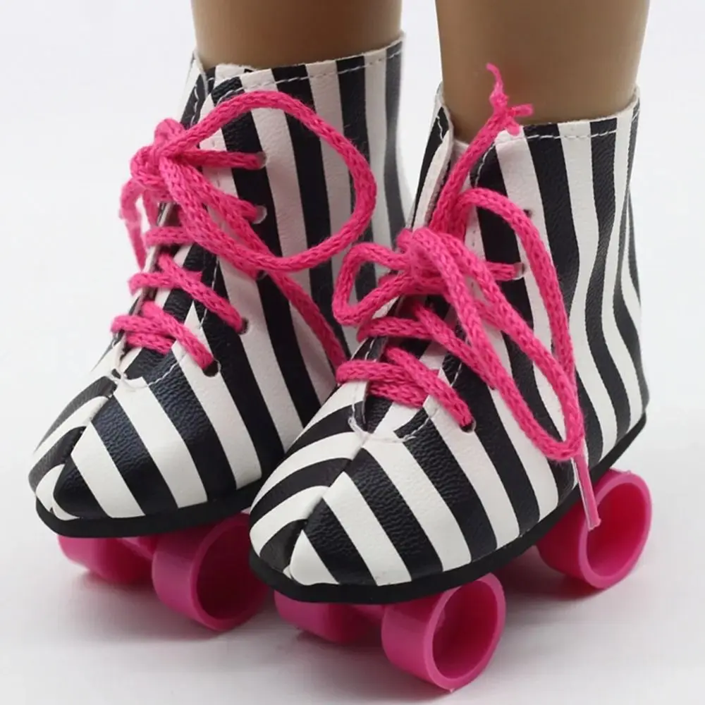 1 Paar Glitzer Puppe Rollschuhe modische Mini bjd Puppe Rollschuhe kawaii rosa Puppe Reiss tiefel für 18 Zoll amerikanische Puppen