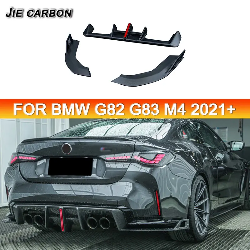 For BMW 4 Series G82 G83 M4 2021+ Carbon Fiber Rear Bumper Rear Lip with LED Lights Diffuser Body Parts Auto Accessories