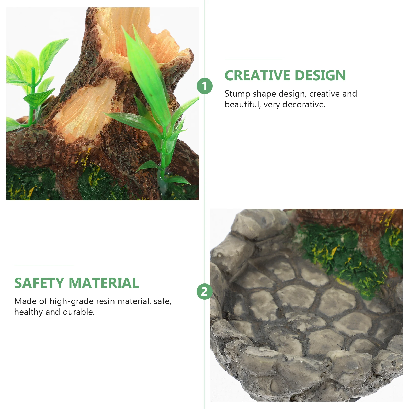 

Terrarium Feeding Basin Solid Resin Material Reptile Water Dish for Lizards Snakes Turtles Indoor Habitat Decoration Accessory