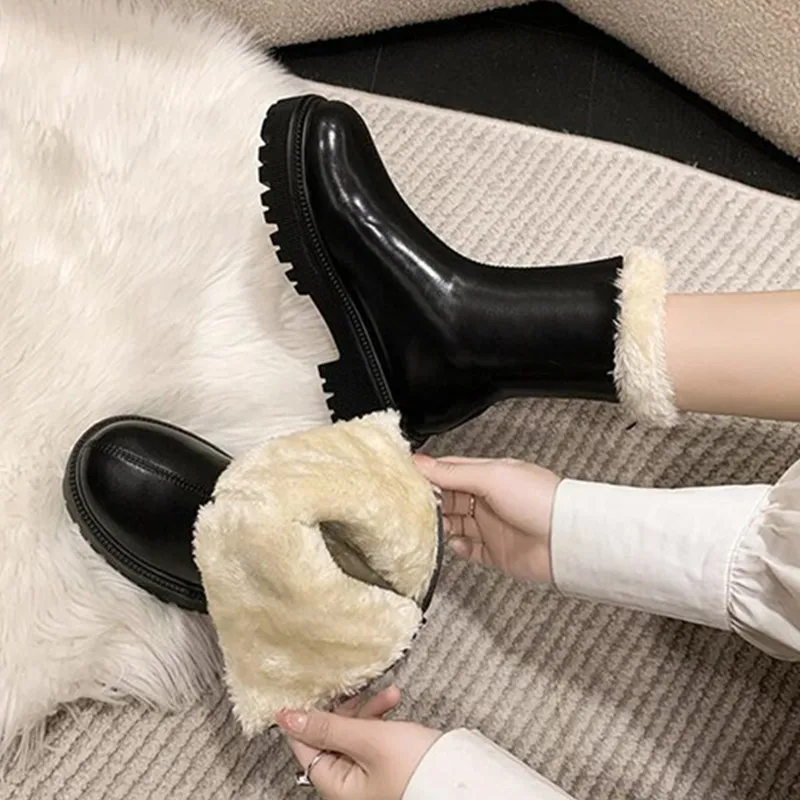 

2023 Winter Woman Shoes Warm Plus Velvet Women's Knee-High Boots Designer Back Zipper Female Boot Fashion Platform Tall Boots