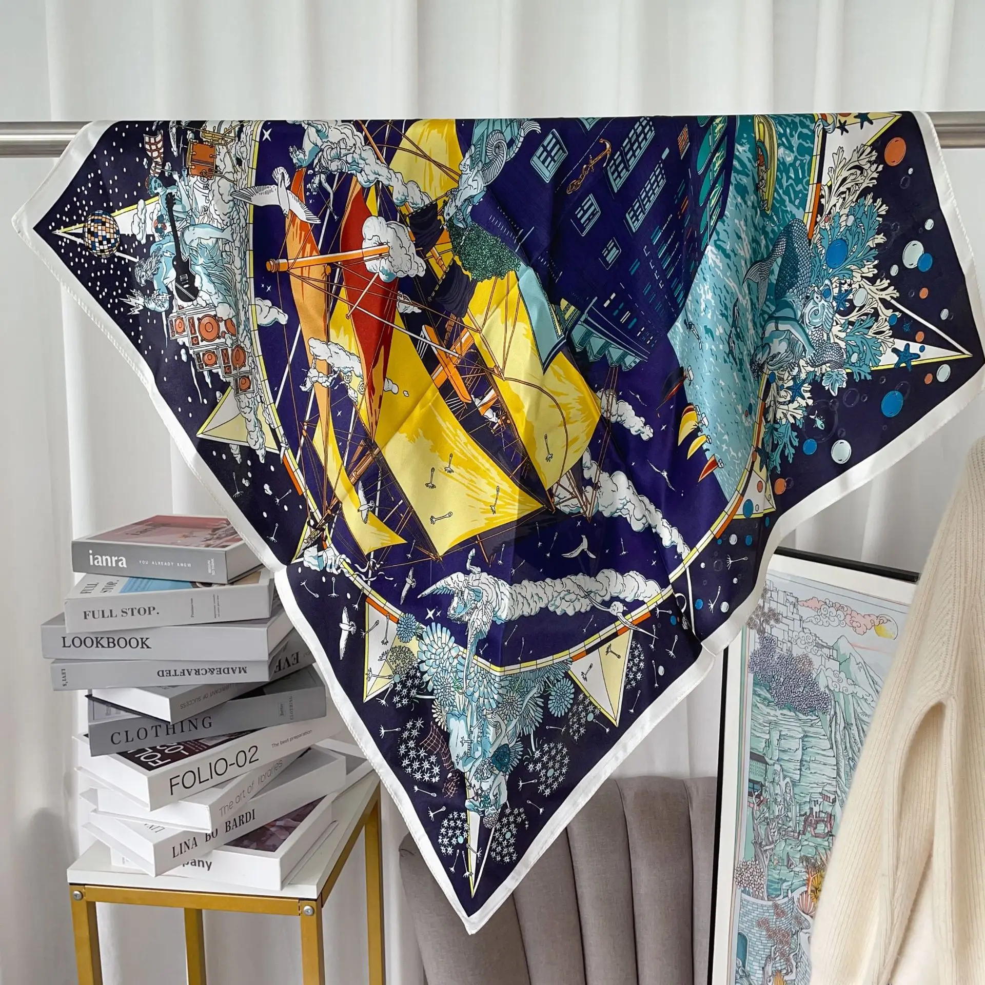 

Soft Satin Scarf 65CM Luxury Square Bandanas Women Bag Head Accessories Lover Christmas Gift