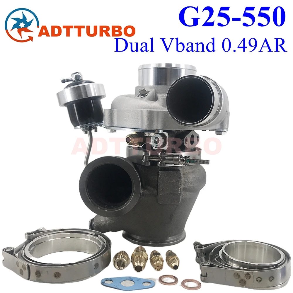 

G25-550 0.49AR Dual VBand 877895 877895-5003S G25 550 48mm Turbo 740902 858161 Performance Turbine 550 HP 1.4L-3.0L Ball Bearing