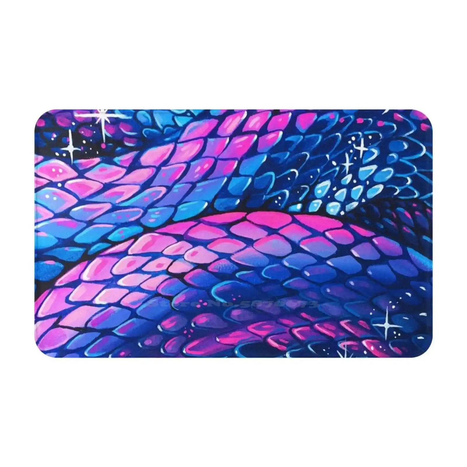 Slither 3D Household Goods Mat Rug Carpet Foot Pad Snakes Reptiles Python Boa Animals Scales Dragon Colorful Pink Blue Sparkly