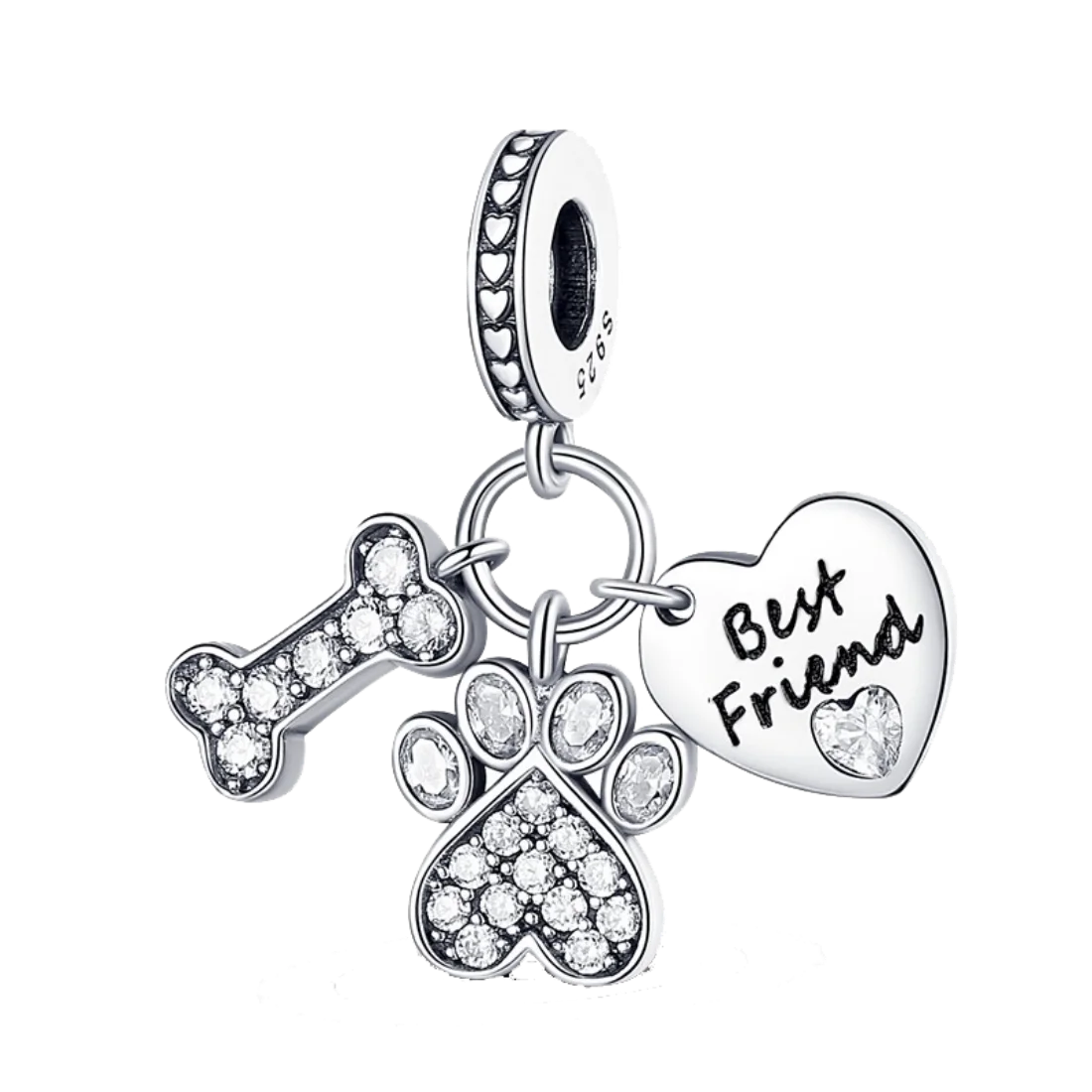 925 Sterling Silver Pendant with Paw Print Beads Compatible with Original Bracelet Necklace for Men and Women DIY Jewelry Gifts