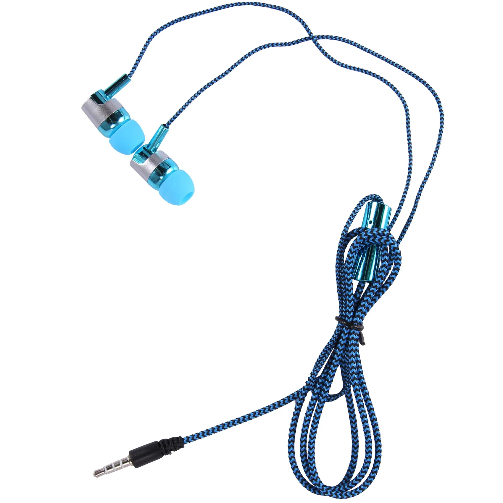 Beliebte H-169 3,5 mm MP3 MP4 Verkabelung Subwoofer geflochtenes Kabel, universelle Musik-Kopfhörer mit Weizendraht-Steuerung (blau)