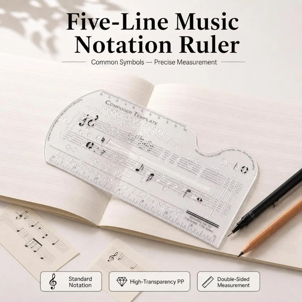 Plastic Music Composer Template Ruler Transparent Multifunctional Musical Staff Drawing Ruler Musical Stencil Tool Music Writing