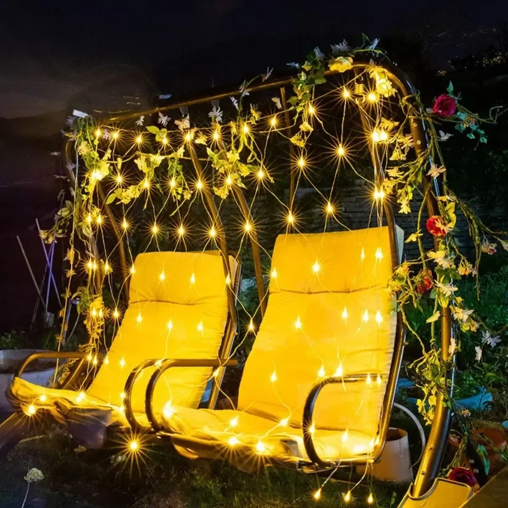 Fairy Lights LED Net Mesh Curtain String Light Outdoor Garden Holiday Garland for Wedding Party Christmas Home Room Decoration