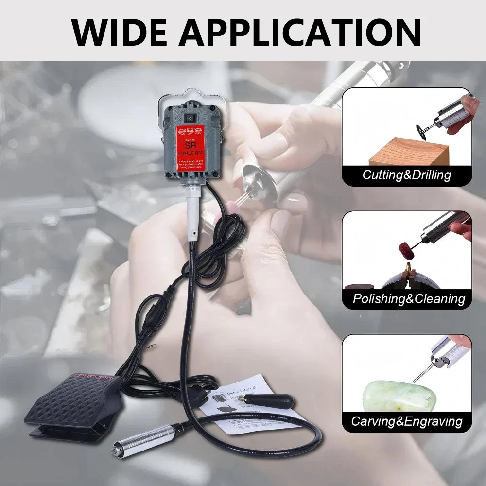 فليكس رمح مطحنة القدم دواسة آلة تلميع المجوهرات مع 4 مللي متر تشاك الروتاري أداة حفر الحجر لنشر طحن الحفر