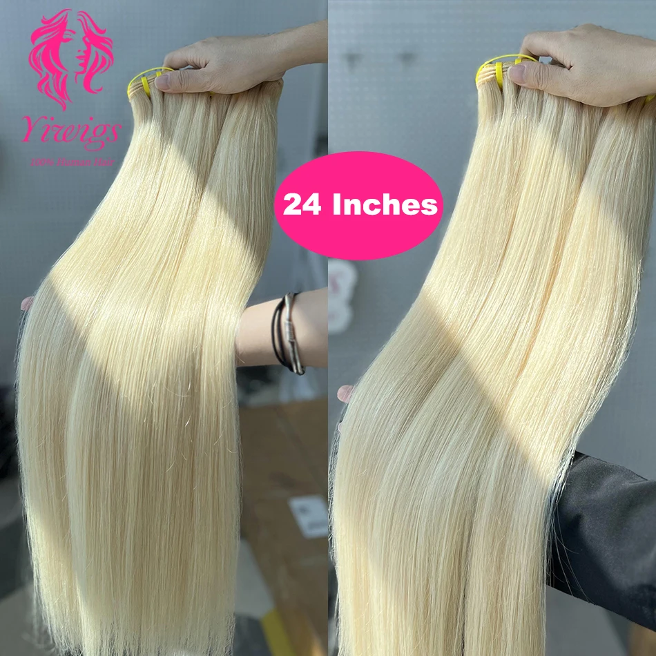 Yiwigs 10A Grade 613 Blonde Gekleurde Bone Straight 100% Ruwe Menselijk Haar Bundels Enkele 10-30 inches haar Weave Extensions Voor Vrouwen