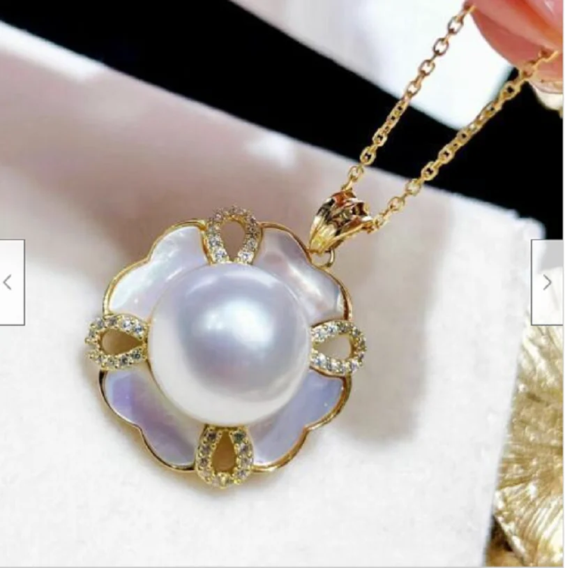 Gorgeous AAA 10-11mm South China Sea White Pearl Stud Pearl Pendant Necklace 925s-