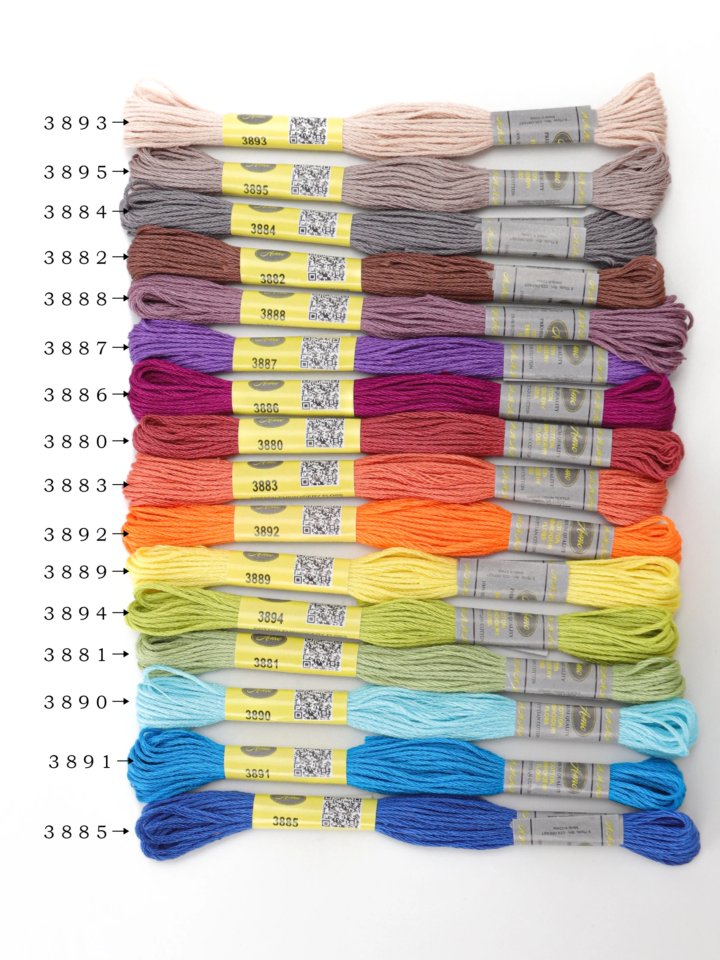 AmoHilos 16 New DMC Colors Set Mercerized Egyptian Cotton Embroidery Floss 8 Meters Skein Cross Stitch Thread DIY Crochet Thread