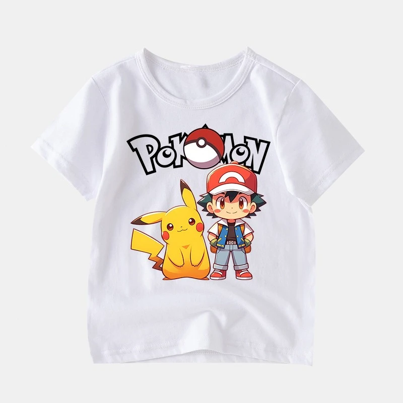 New Cartoon Pokémon Pocket Game Printed T-Shirt Men's and Women's Summer Original Style Loose Casual Versatile Short Sleeve Top