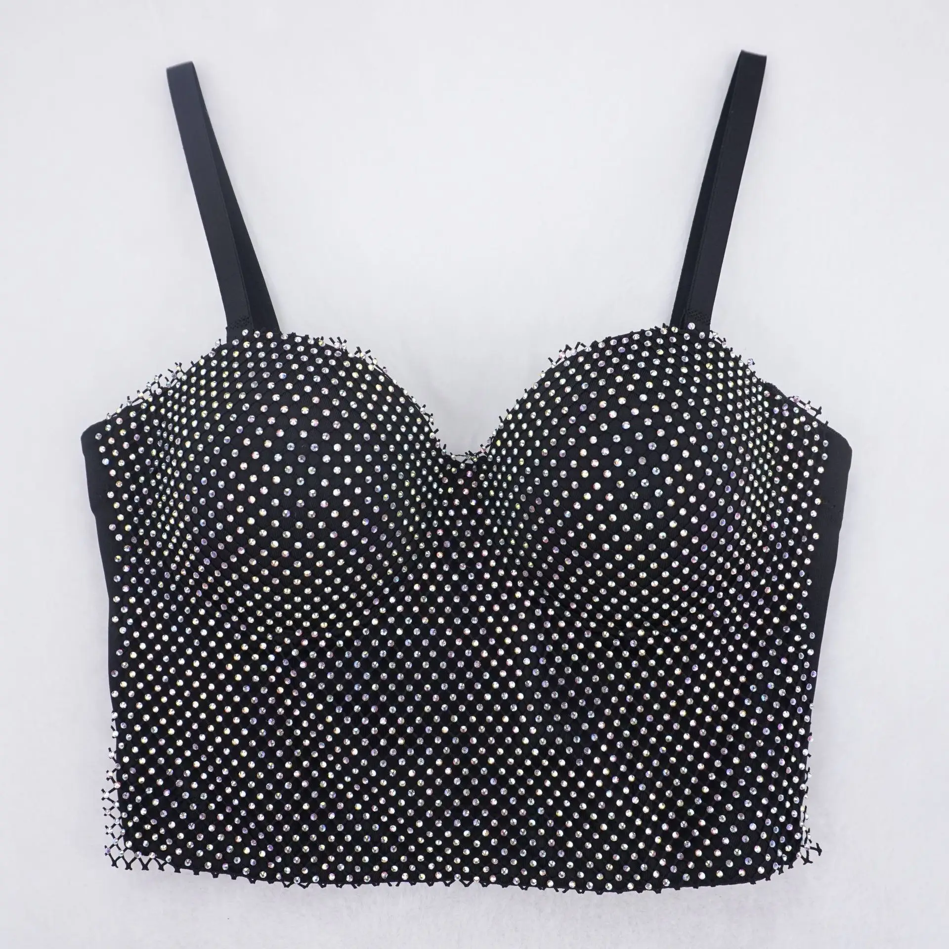 

Fashion Nightclub Sexy European and American Fishnet Plaid Women's Camisole Inner Wear Outer Sweet Spicy Top Fishbone Chest Wrap