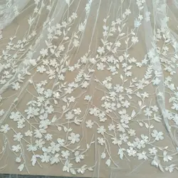 Bridal small flower wedding gown dress lace fabric with sequins 130cm width sell by yard