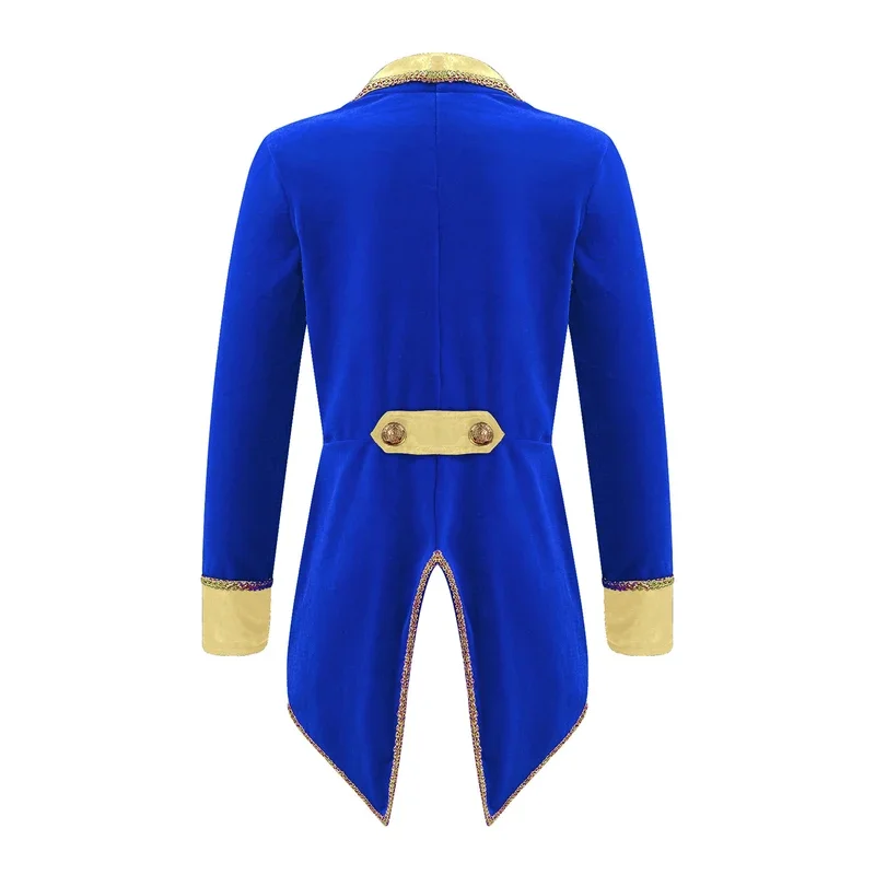 MN1 Boys Girls Red Showman Circus Ringmaster Tailcoat Jacket Velvet Tuxedo Suit Coat Halloween Carnival Cosplay Costumes9*Jy