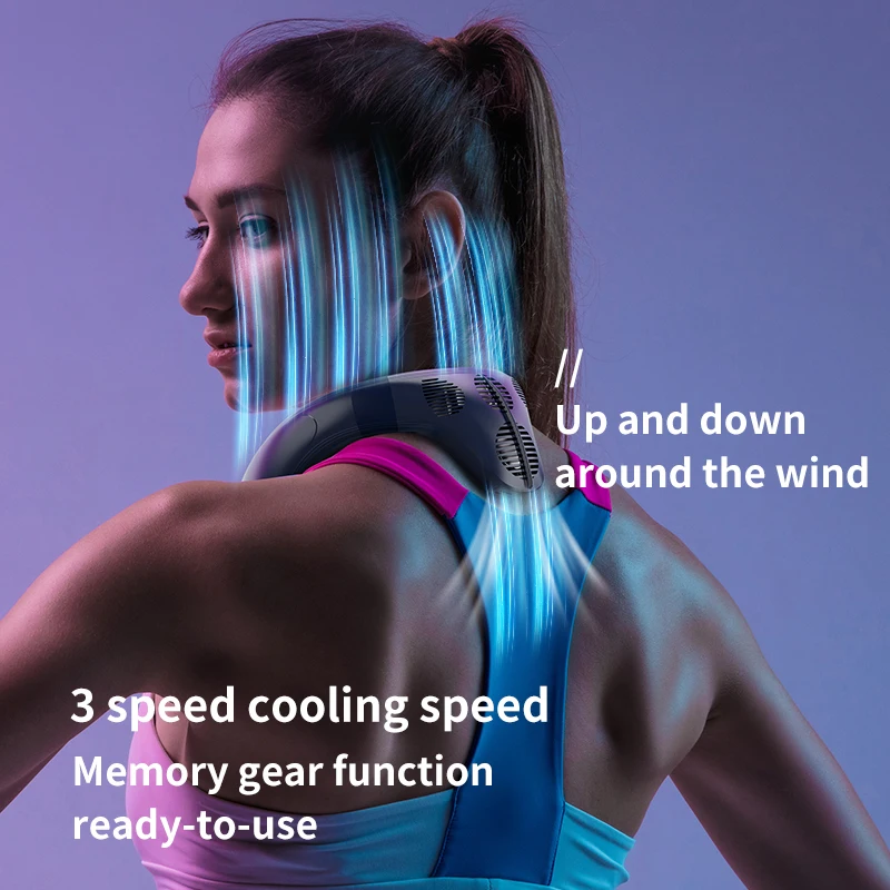 New Portable Neck Fan 5200mAh Neck Air Conditioner Rechargeable Semiconductor Cooling  Fan Outdoor Personal Fan Wearable Cooler