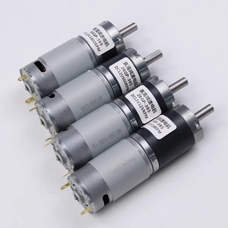 Planetary Gear 28GP-395 DC Reduction Motor 12V 24V Adjustable Low Speed 12RPM-1600RPM PWM Micro Electric Small Motor All Metal