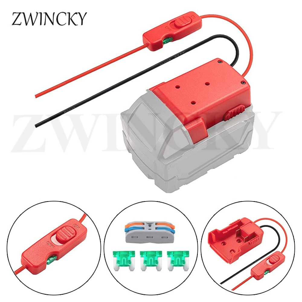 Power Wheel Adapter Compatible for Milwaukee 18V Lithium Battery Adapter with Fuse & Wire Terminal 14 Gauge Wire Power Convertor