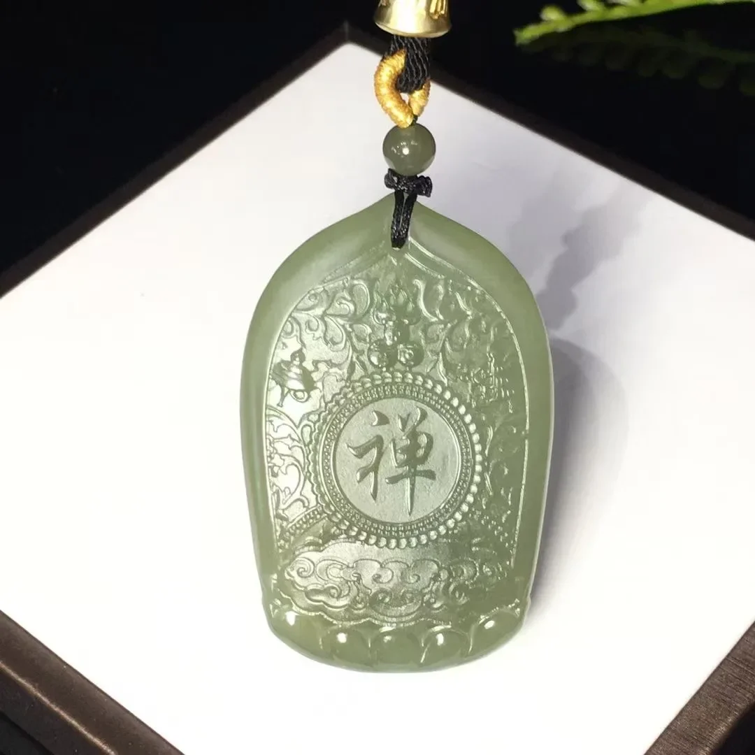 Natural 100% real cyan hetian jade pendant necklace hand-carved Guanyin necklaces pendants man woman jade jewelry Bless peace