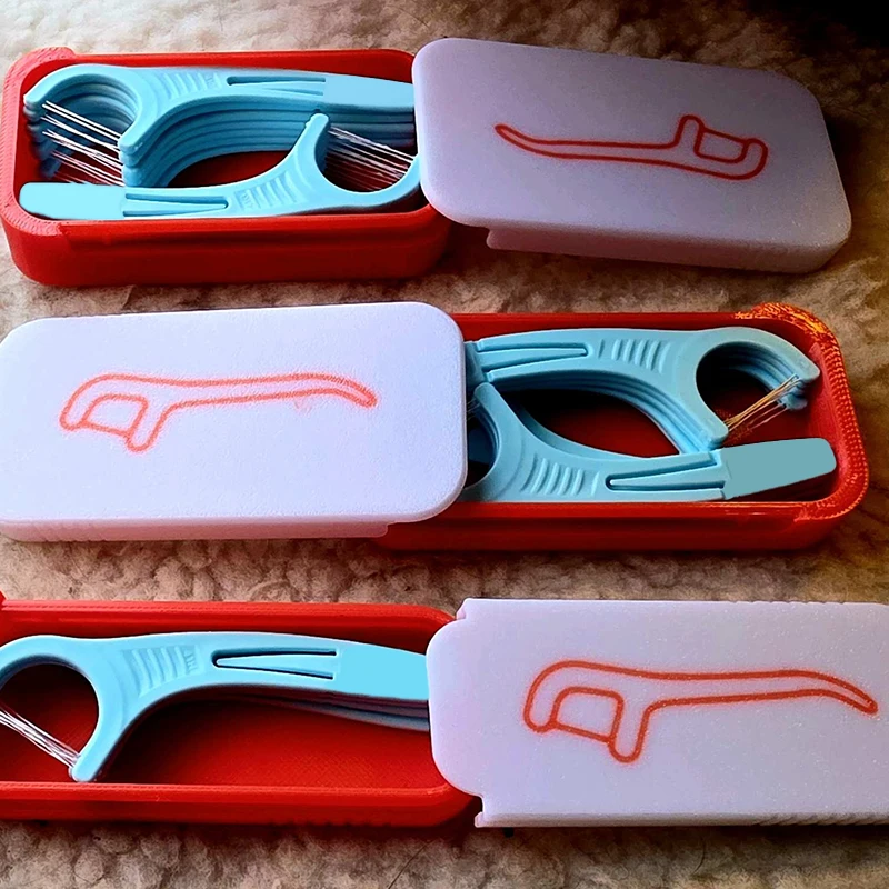 Organizador portátil de hilo dental y palillos de dientes: mini caja deslizante para el hogar, la oficina y los viajes, diseño higiénico